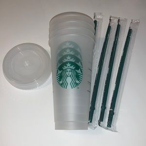 Set of 4 Clear Starbucks Cups